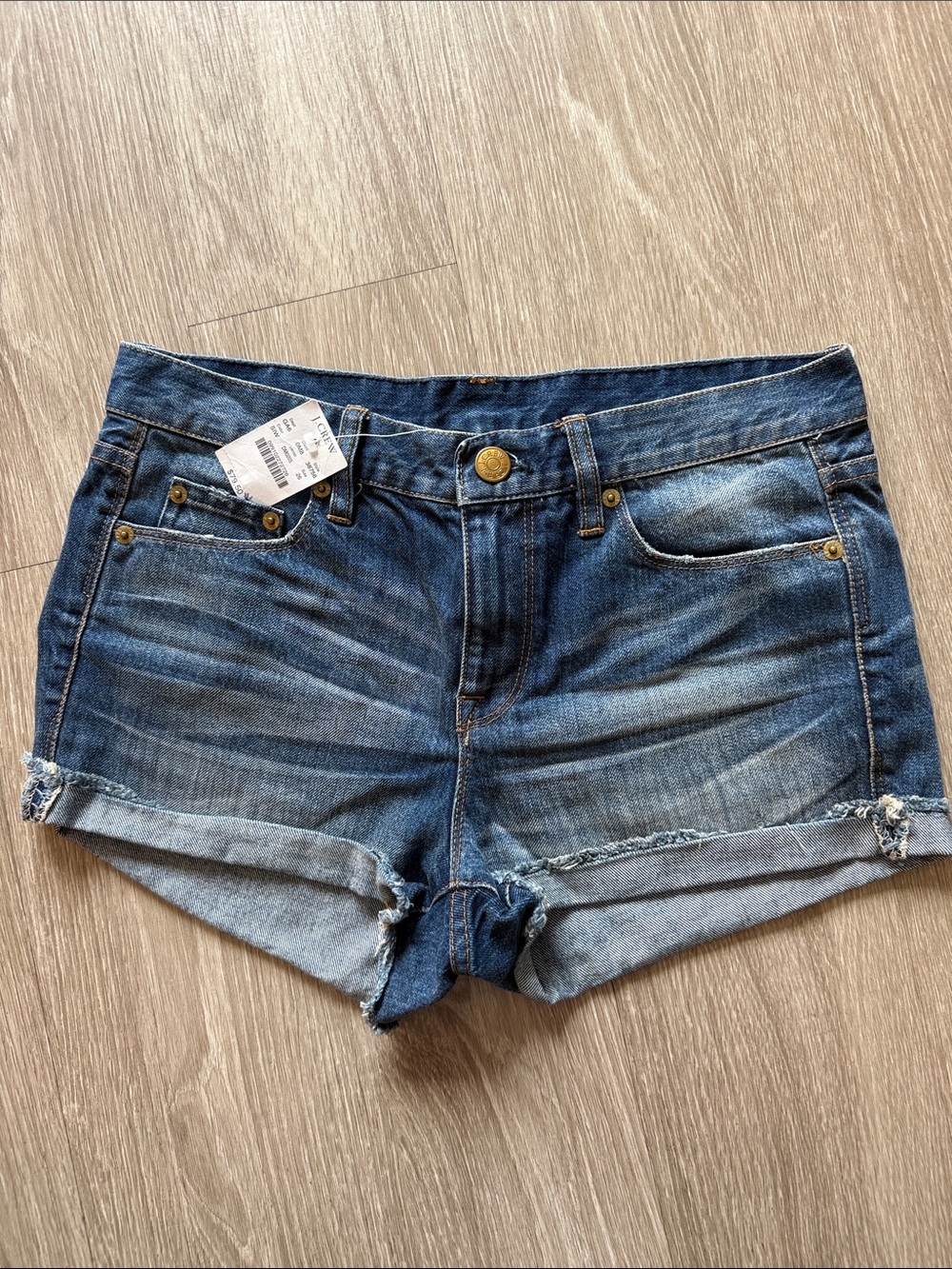 J. Crew Women's Distressed Rolled-Hem Denim Shorts - Blue Wash Size 26